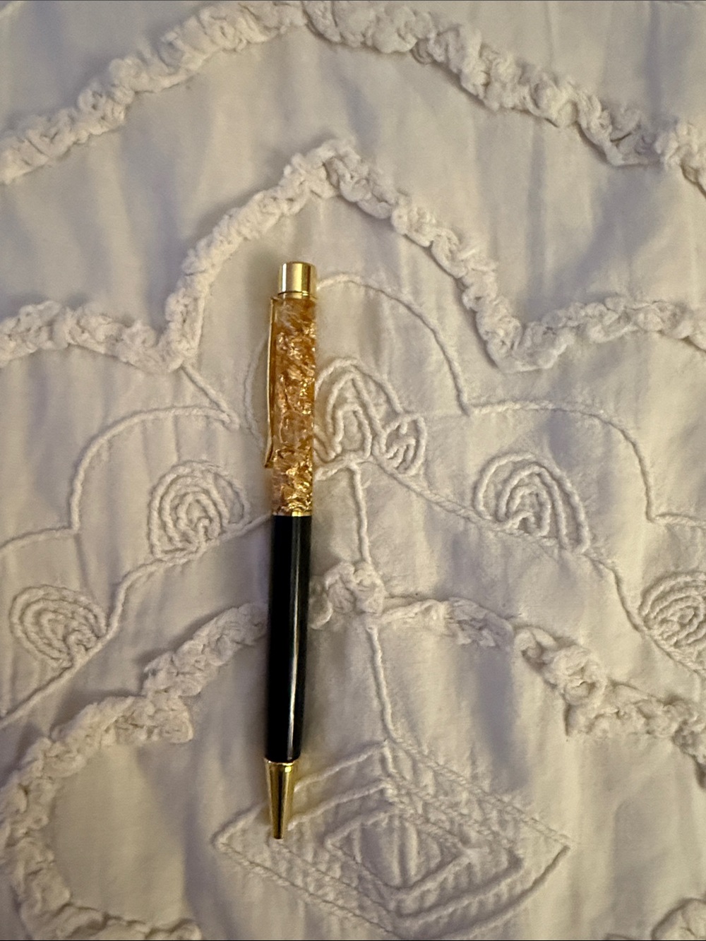 Black and Gold Crystal Accent Ballpoint Pen